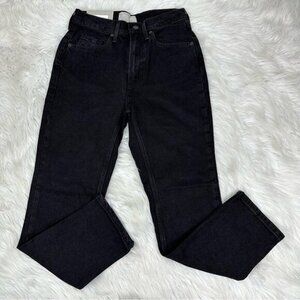Everlane The Original Cheeky Jean High Rise Straight Crop Black Coal Size 26 NEW